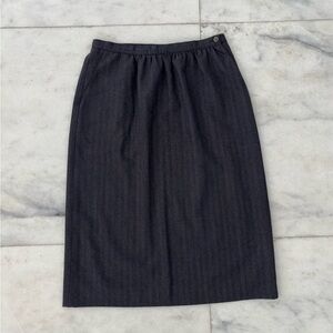 Womens VTG Skirt Navy Blue Wool Knee Length Size 14 Office Career Academia USA